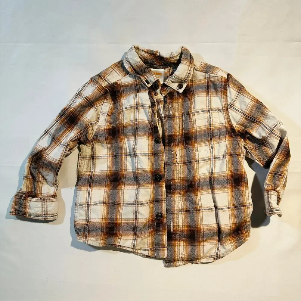 Gymboree 100% Cotton Autumn Adventures Plaid Flannel Button Down Top Sz 18-24 mo
